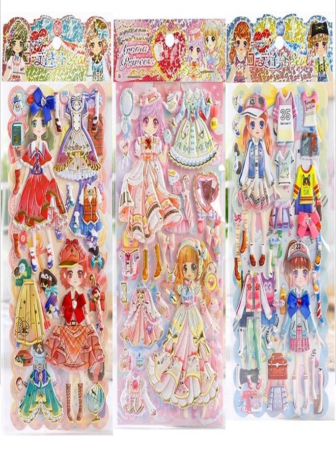 NVF مجموعة ملصقات ثلاثية الأبعاد لدمى تلبيس الأطفال - ملصقات أزياء أميرات لطيفة مع ملابس وإكسسوارات ودمى مناسبة لسجل القصاصات والمذكرات والمشاريع المدرسية والأعمال اليدوية - Image 1